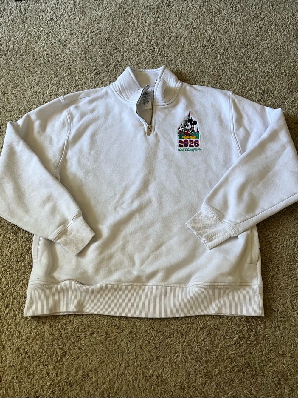 Disney World 2026 White Quarter-Zip Sweatshirt - Men's